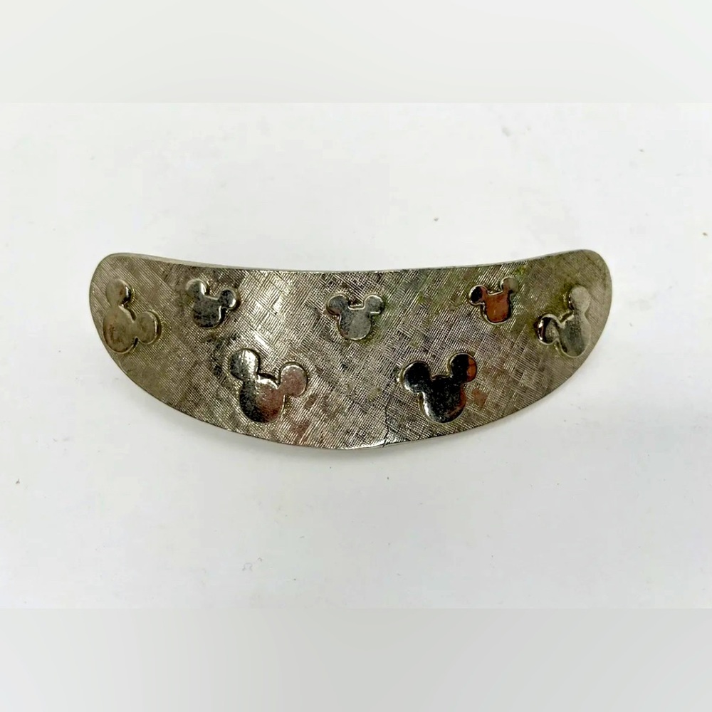 Mickey Mouse Disney Silver Tone Metal Hair Barrette Made In France